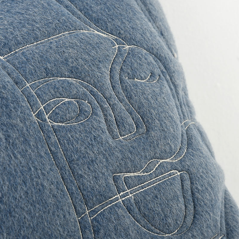 18x18in Blue Embroidery Abstract Design Pillow