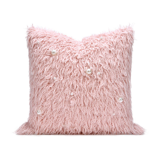 18x18in Pink Faux Fur Pillow