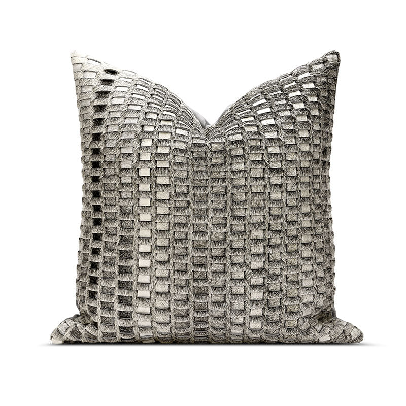 18x18in Gray and Beige Decorative Pillow