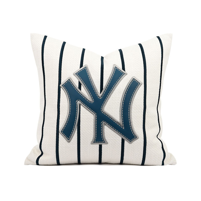 18x18in Blue White Embroidery NY Stripe