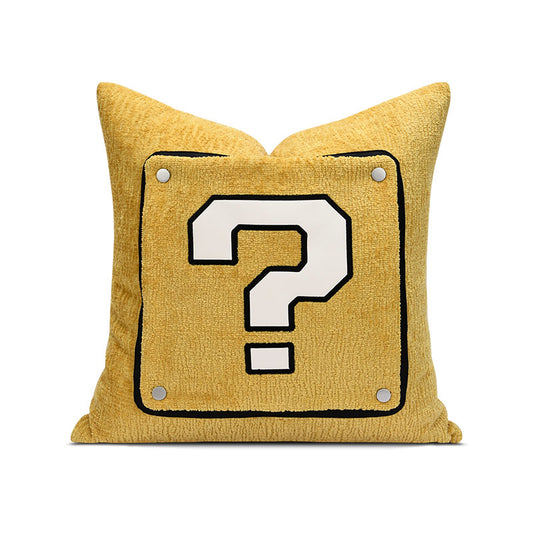 18x18in Yellow Block Question Mark Pillow