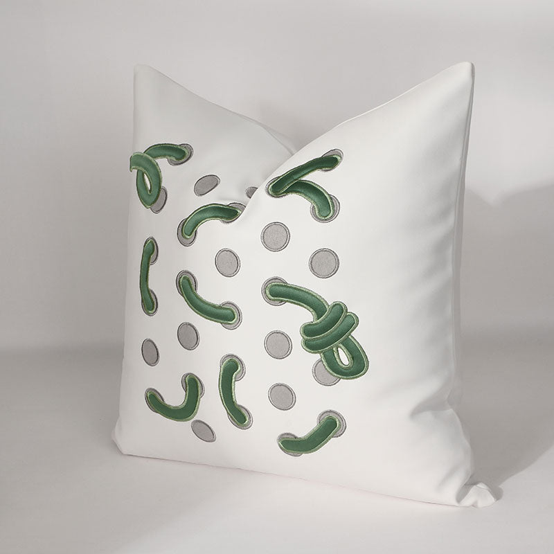 18x18in White and Green Pillow