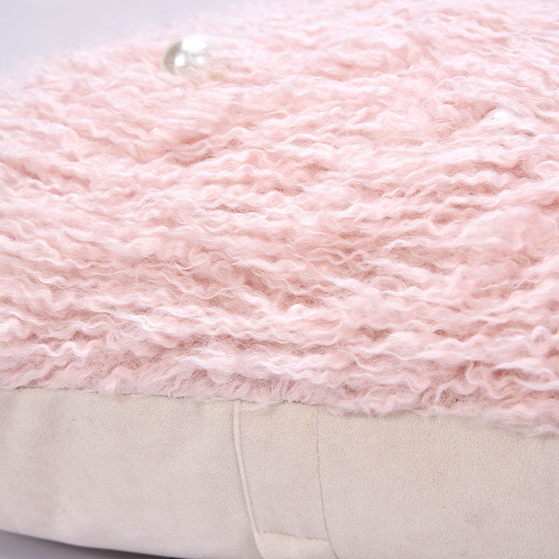 18x18in Pink Faux Fur Pillow